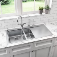GRADE A1 - 1.5 Bowl Chrome Stainless Steel Kitchen Sink with Right Hand Drainer - Taylor & Moore Oakley