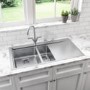 GRADE A1 - 1.5 Bowl Chrome Stainless Steel Kitchen Sink with Right Hand Drainer - Taylor & Moore Oakley