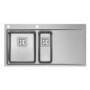 GRADE A1 - 1.5 Bowl Chrome Stainless Steel Kitchen Sink with Right Hand Drainer - Taylor & Moore Oakley