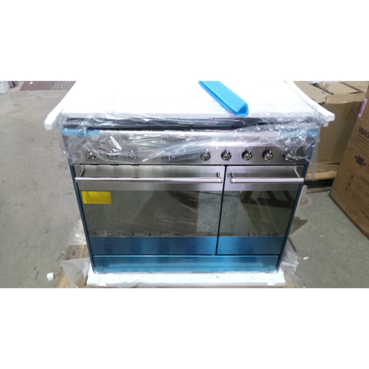 GRADE A2 - Light cosmetic damage - Smeg SUK92MX9 Concert 90cm Dual Fuel Range Cooker - Stainless Steel