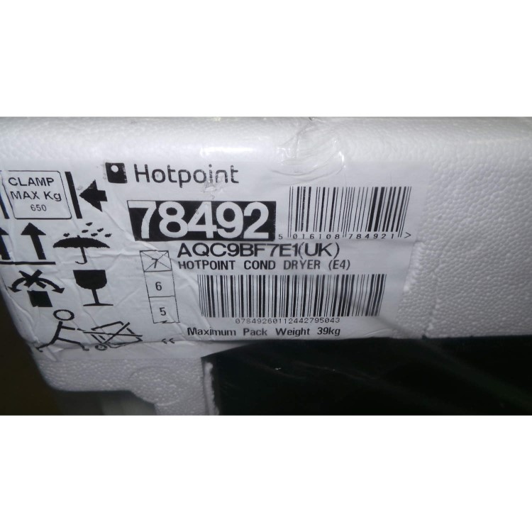 GRADE A2 - Light cosmetic damage - Hotpoint AQC9BF7E1 9kg Freestanding Condenser Tumble Dryer - White With Tungsten Door