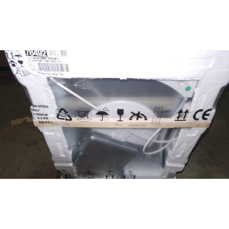 GRADE A2 - Light cosmetic damage - Hotpoint AQC9BF7E1 9kg Freestanding Condenser Tumble Dryer - White With Tungsten Door
