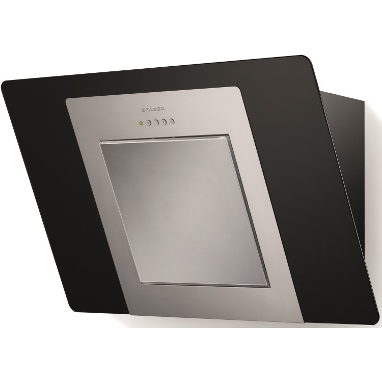 Faber City Black 60 cm Angled Cooker Hood - Black Glass