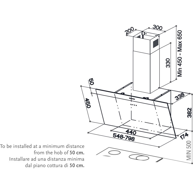 Faber Daisy EG8 WH A55 55 cm Angled Cooker Hood - White Glass
