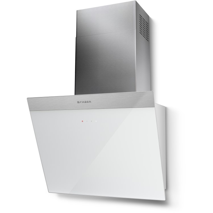 Faber Daisy EG8 WH A55 55 cm Angled Cooker Hood - White Glass
