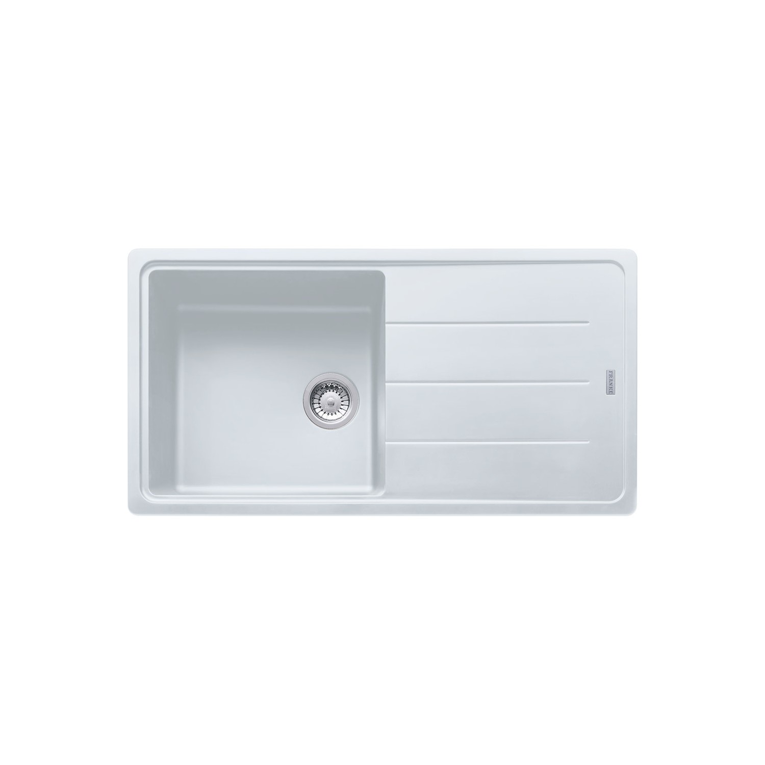 Single Bowl White Composite Kitchen Sink with Reversible Drainer - Franke Basis BFG 611-970