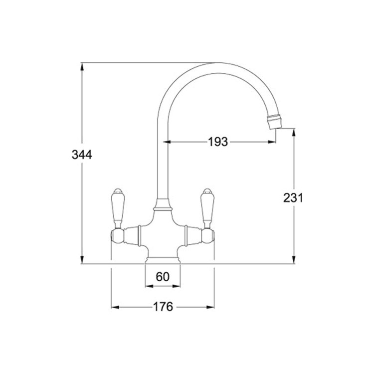 Franke Chrome Twin Lever Bi-Flow Kitchen Tap - Venician
