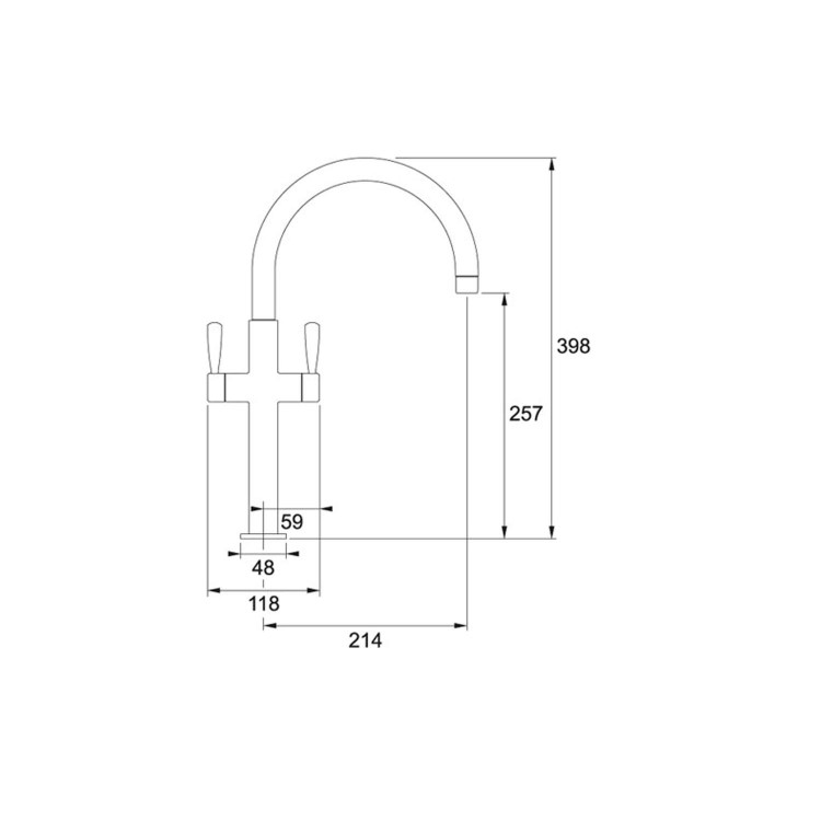 Franke Rigi Extra Height Twin Lever Tap SilkSteel