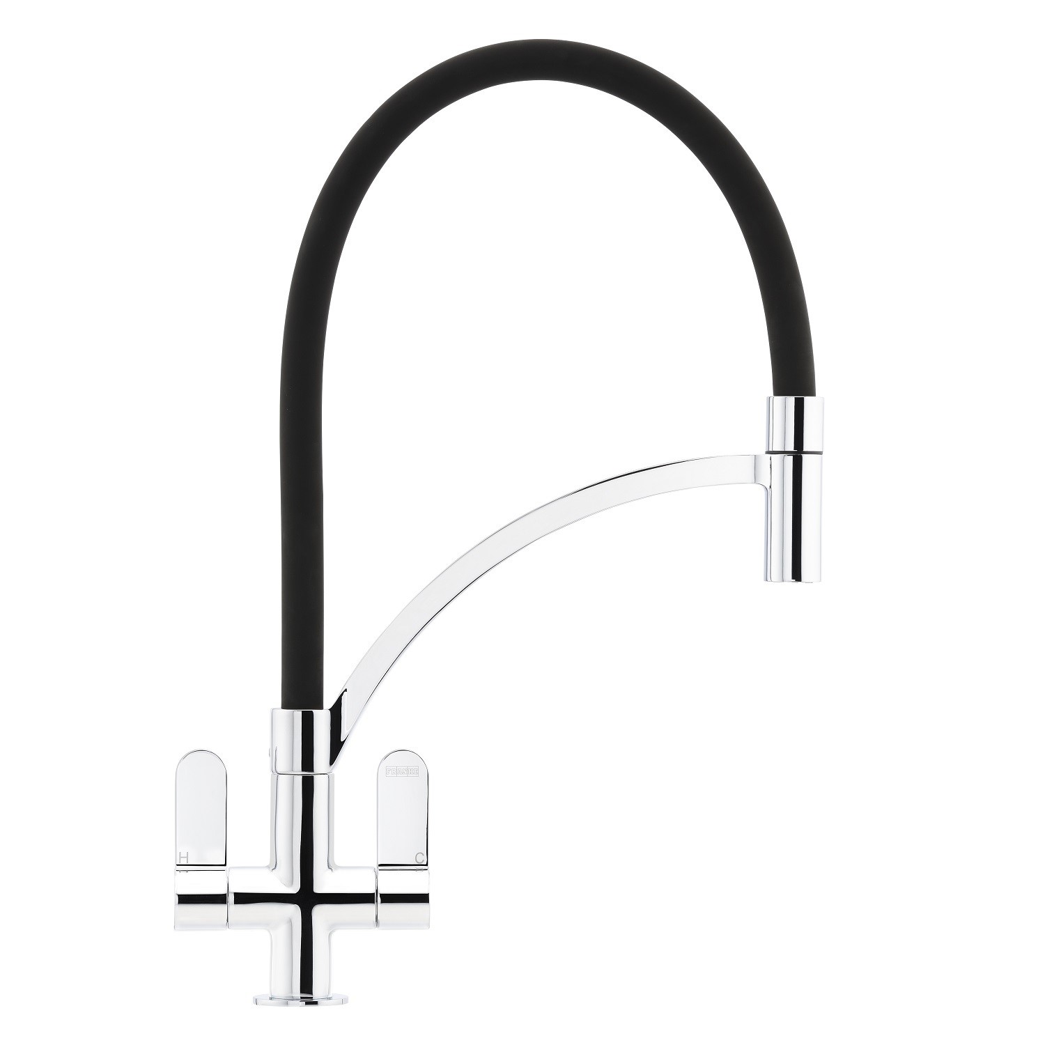 Franke Zelus Dual Lever Pull Out Monobloc Kitchen Mixer Tap - Chrome & Black