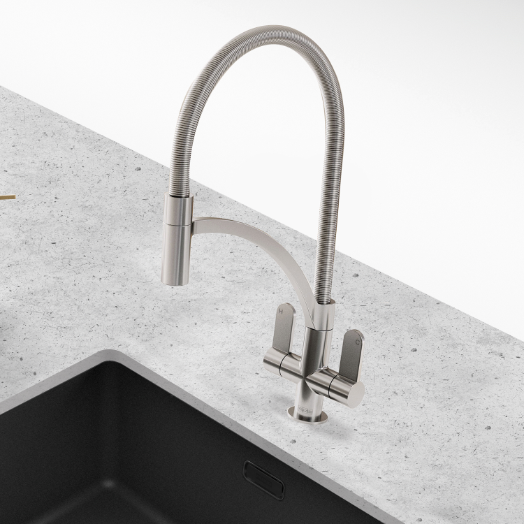 Franke Zelus Round Chome Pull Out Monobloc Kitchen Sink Mixer Tap