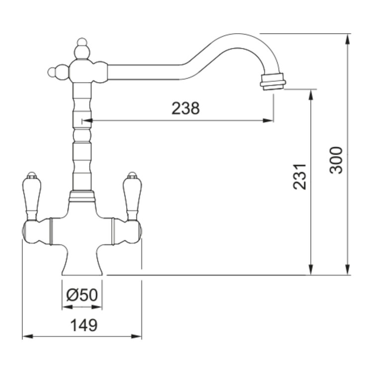 Franke Cotsworld Double Lever Kitchen Tap - Brass