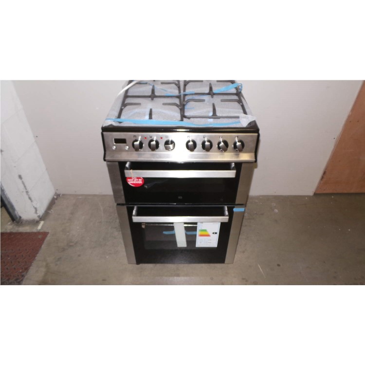 GRADE A2 - Light cosmetic damage - iQ 60cm Double Oven Dual Fuel Cooker - Stainless Steel