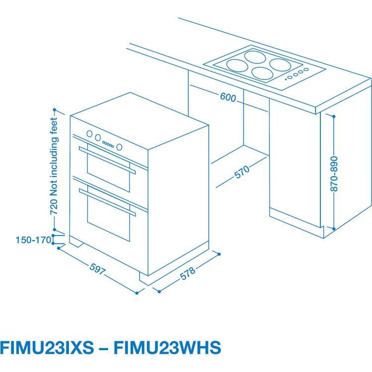 GRADE A1 - Indesit FIMU23IXS Electric Built-under Double Oven - Stainless Steel
