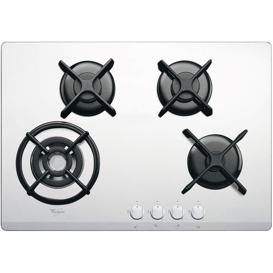 Whirlpool AKT466/WH Origami 77cm Four Burner Frameless Gasonglass Hob