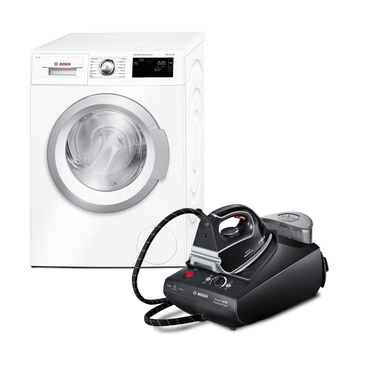 Bosch WAT28660GB Freestanding Washing Machine & TDS3562GB Steam Generator Iron 
