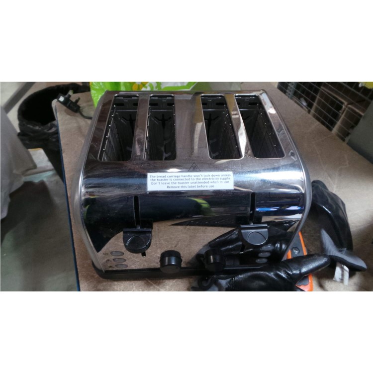 GRADE A3 - Heavy cosmetic damage - Russell Hobbs 18790 Futura 4 Slice Brushed Stainless Steel Toaster