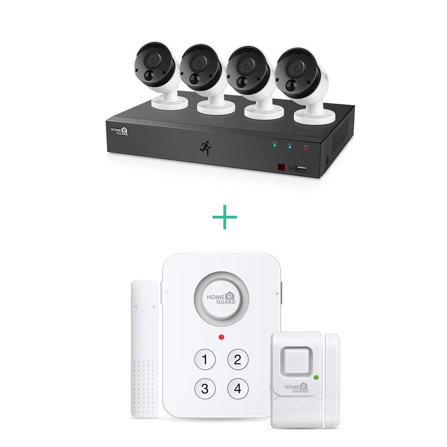 HomeGuard 4 Camera 1080p HD CCTV System with Wireless Home Alarm Kit