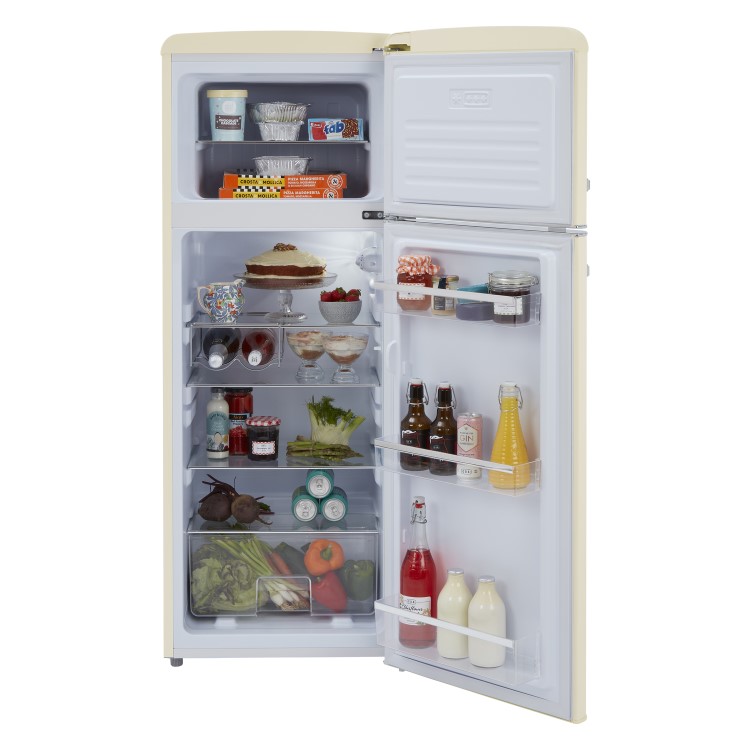 GRADE A1 - CDA 206 Litre Top Mount Retro Freestanding Fridge Freezer - Betty Barley