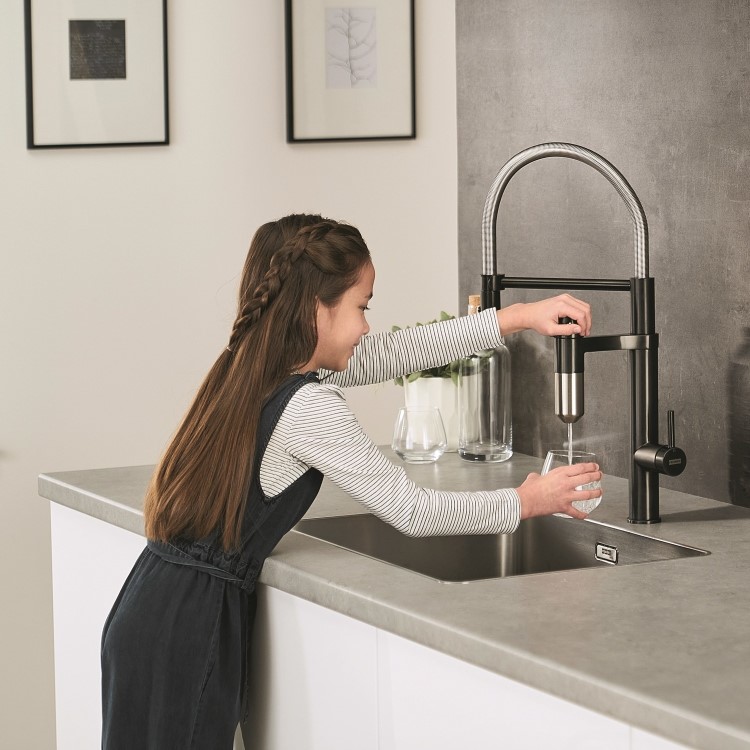 Franke Vital Capsule Round Matt Black Filtered Water Kitchen Tap