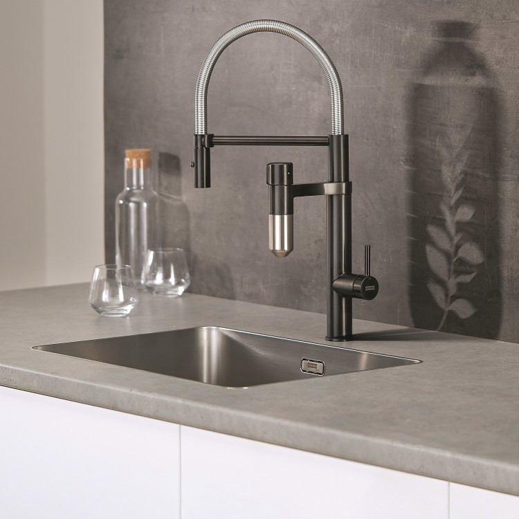 Franke Vital Capsule Round Matt Black Filtered Water Kitchen Tap