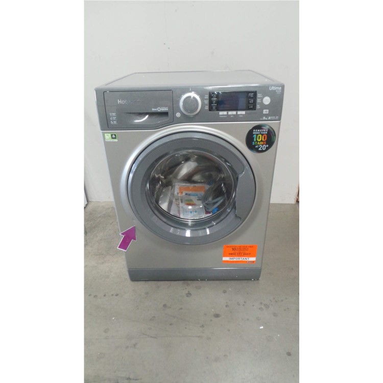 GRADE A3 - Heavy cosmetic damage - Hotpoint RPD9467JGG Ultima S-Line 9kg 1400rpm Freestanding Washing Machine Graphite
