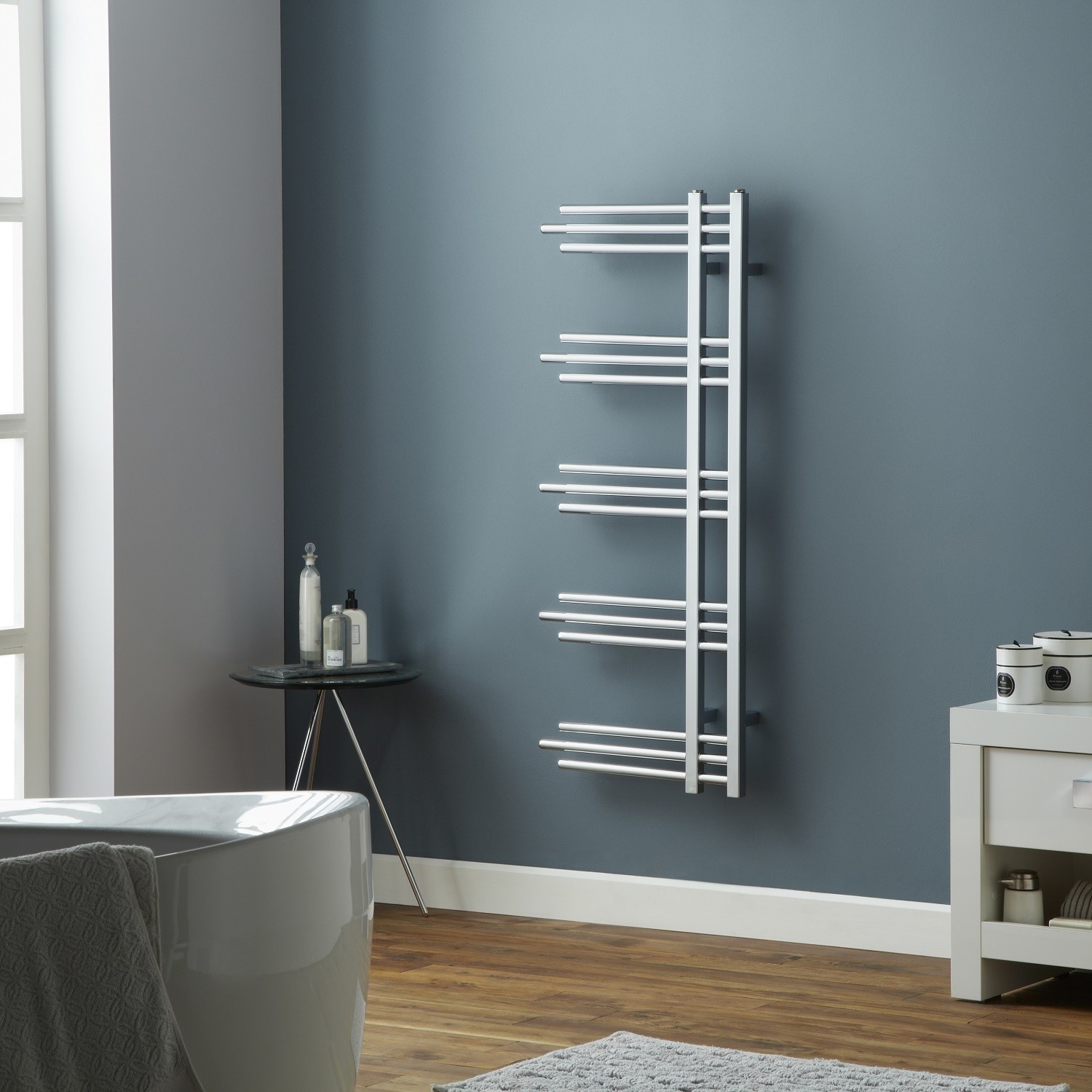 Chrome Heated Towel Rail Radiator 1200 x 500mm - Chertsey