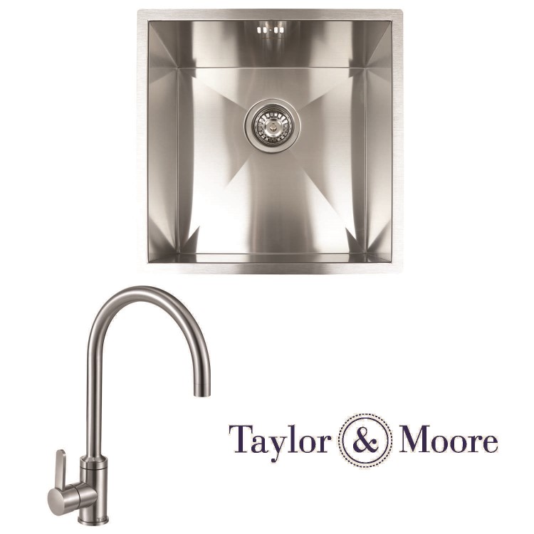 Taylor & Moore Norman Inset 1 Bowl Stainless Steel Sink & Canterbury Chrome Tap Pack