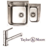Taylor & Moore Superior Undermount 1.5 Bowl Stainless Steel Sink & Bowness Chrome Tap Pack
