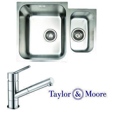 Taylor & Moore Superior Undermount 1.5 Bowl Stainless Steel Sink & Bowness Chrome Tap Pack