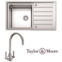 Taylor & Moore Como Inset Reversible Drainer 1.0 Bowl Stainless Steel Sink & Warwick Chrome Tap Pack