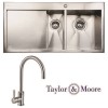 Taylor &amp; Moore George Inset Left Hand Drainer 1.5 Bowl Stainless Steel Sink &amp; Canterbury Chrome Tap Pack