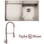 Taylor & Moore Charles Inset Left Hand Drainer 1 Bowl Stainless Steel Sink & Royal Stainless Tap Pack