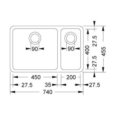 1.5 Bowl Undermount Chrome Stainless Steel Kitchen Sink with Right Hand Drainer - Franke Kubus