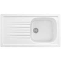 Single Bowl Inset White Ceramic Kitchen Sink with Reversible Drainer - Franke Elba