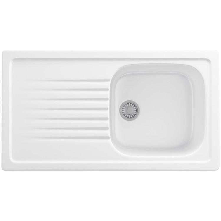 Single Bowl Inset White Ceramic Kitchen Sink with Reversible Drainer - Franke Elba