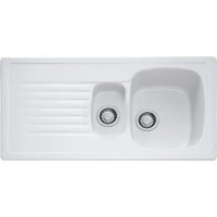 1.5 Bowl Inset White Ceramic Kitchen Sink with Left Hand Drainer - Franke Elba