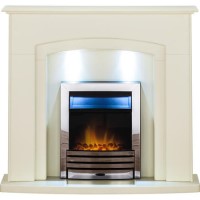 Adam Electric Fireplace Suite in Stone Effect with LED Downlights - Falmouth