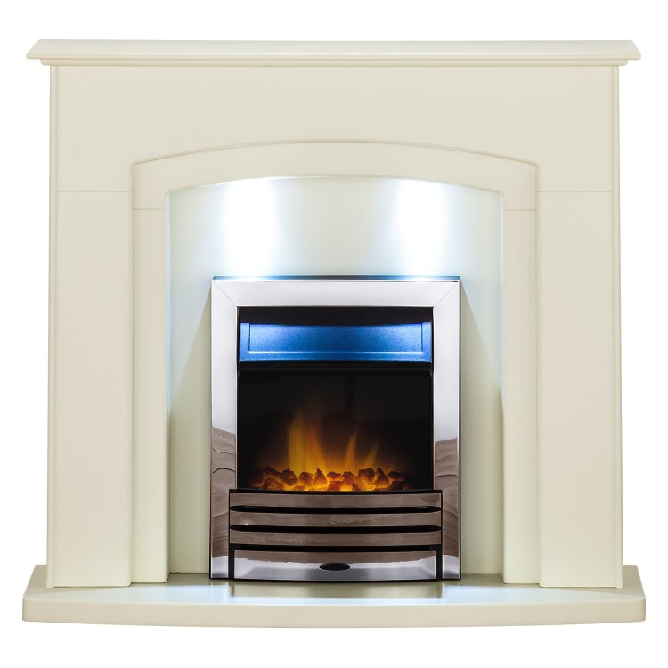 Adam Electric Fireplace Suite in Stone Effect with LED Downlights - Falmouth