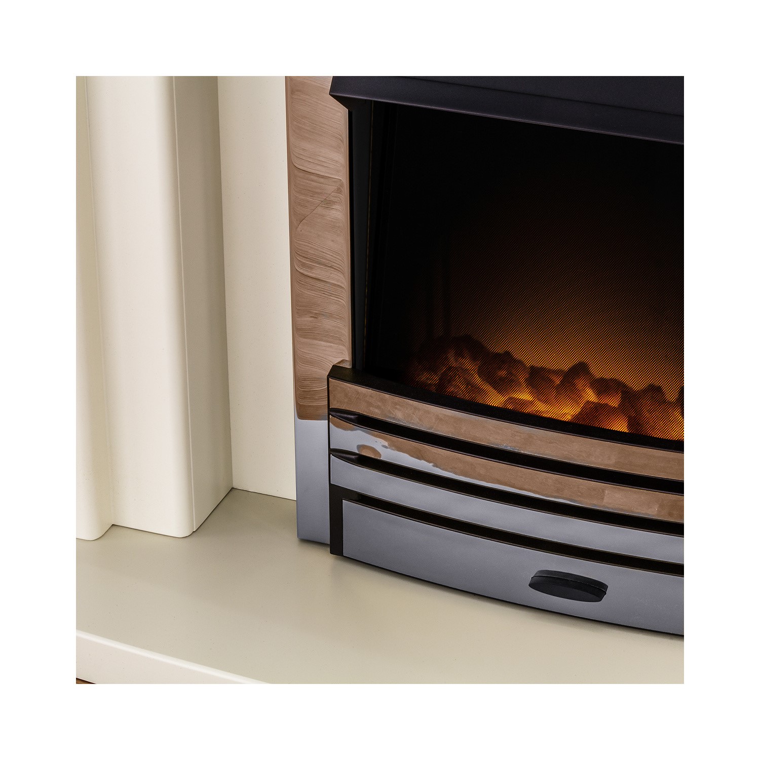 Adam Falmouth Electric Fireplace Suite In Stone Effect With Led