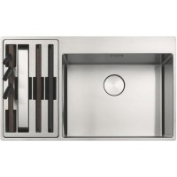 Single Bowl Left Hand Inset Chrome Stainless Steel Kitchen Sink with Accessories - Franke Box Centre 54-27