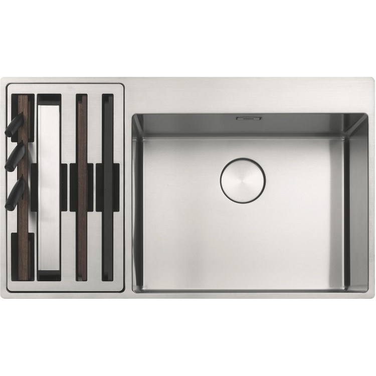 Single Bowl Left Hand Inset Chrome Stainless Steel Kitchen Sink with Accessories - Franke Box Centre 54-27