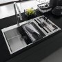 Single Bowl Left Hand Inset Chrome Stainless Steel Kitchen Sink with Accessories - Franke Box Centre 54-27