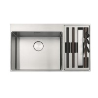 Single Bowl Right Hand Inset Chrome Stainless Steel Kitchen Sink with Accessories - Franke Box Centre 54-27