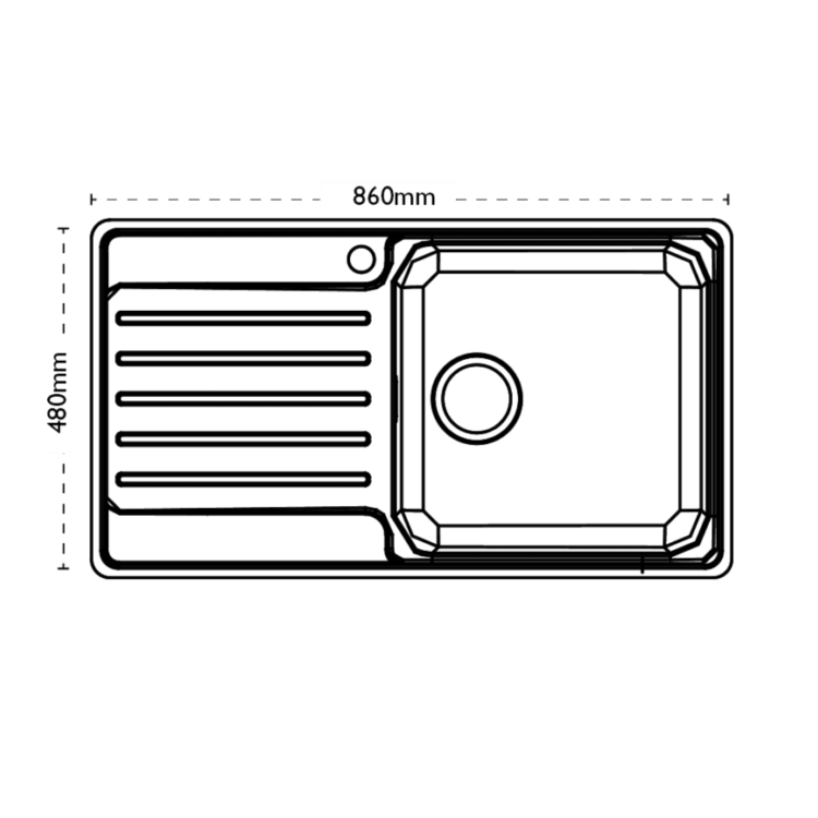 ONLY OPENED - Carron Phoenix Atoll Single Bowl Chrome Stainless Steel Kitchen Sink- Left Hand Drainer