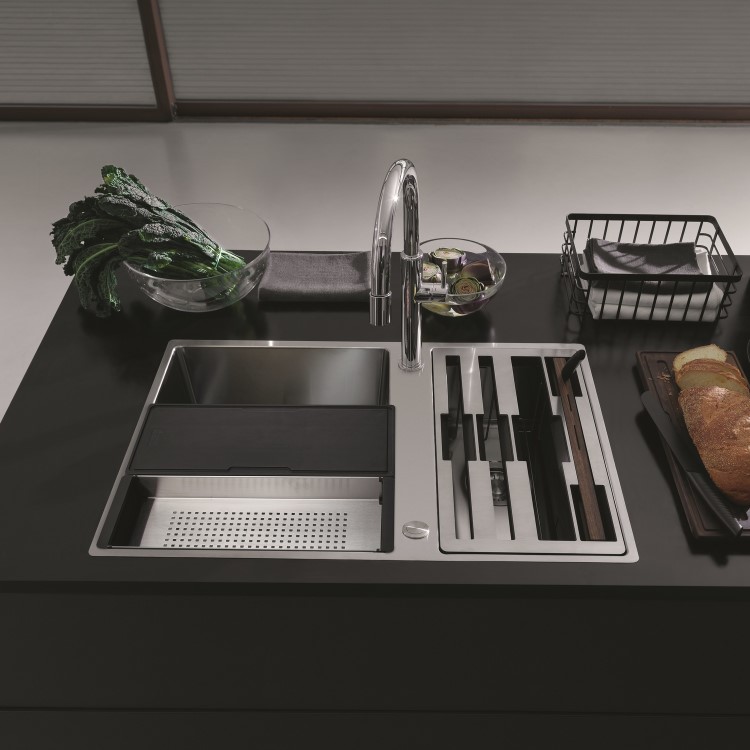 Single Bowl Reversible Inset Chrome Stainless Steel Kitchen Sink with Accessories - Franke Box Centre 41-27
