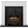Adam White Fireplace Suite with Black Double Door Electric Stove & Log Effect Fuel Bed - Oxford