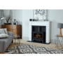 Adam White Fireplace Suite with Black Double Door Electric Stove & Log Effect Fuel Bed - Oxford