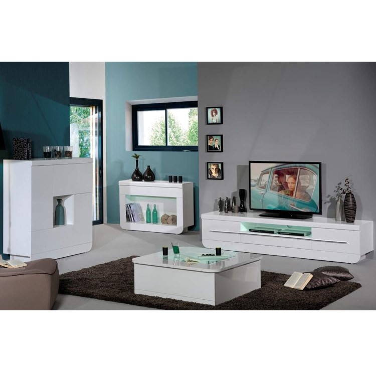 Sciae Floyd 36 inch Modern TV Hifi Unit Stand - White Gloss