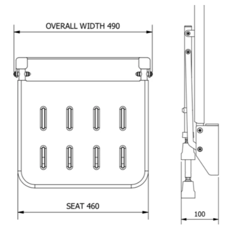 White Wall Mounted Folding Shower Seat - Nymas