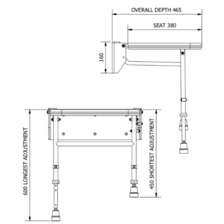 White Wall Mounted Folding Shower Seat - Nymas